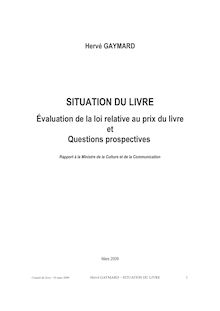 Situation du livre - Evaluation de la loi relative au prix du livre et questions prospectives