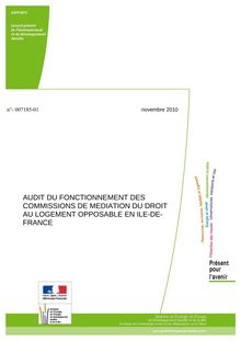 Audit du fonctionnement des commissions de médiation du droit au logement opposable en Ile-de-France