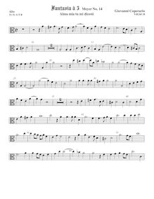 Partition ténor viole de gambe 1, alto clef, Fantasia pour 5 violes de gambe, RC 41