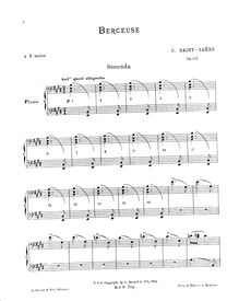 Partition Piano 4 mains (original version), Berceuse, Saint-Saëns, Camille