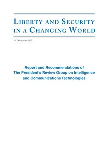 Rapport du groupe de travail mandaté par Barack Obama pour réformer la NSA
