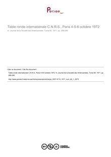 Table ronde internationale C.N.R.S., Paris 4-5-6 octobre 1972  ; n°1 ; vol.60, pg 289-290