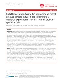 Glutathione-S-transferase M1 regulation of diesel exhaust particle-induced pro-inflammatory mediator expression in normal human bronchial epithelial cells