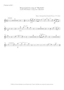 Partition clarinette 1 (B♭), Macbeth, Weyse, Christoph Ernst Friedrich