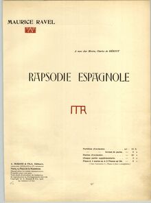 Partition couverture couleur, Rapsodie espagnole, Rhapsodie espagnole par Maurice Ravel