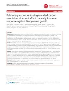 Pulmonary exposure to single-walled carbon nanotubes does not affect the early immune response against Toxoplasma gondii