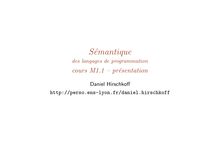 Sémantique des langages de programmation - cours M1.1 -- présentation