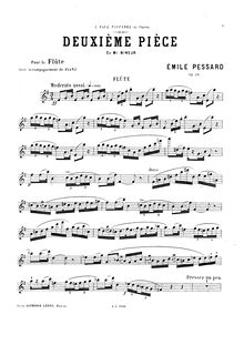 Partition flûte , partie, Piece No.2, Op.28, Pessard, Émile
