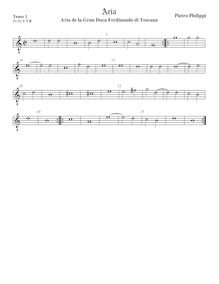 Partition ténor viole de gambe 1, octave aigu clef, Aria de la Gran Duca Ferdinando di Toscana