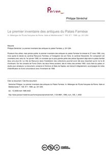 Le premier inventaire des antiques du Palais Farnèse - article ; n°1 ; vol.108, pg 241-264