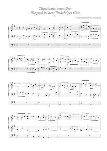 Partition Variation 1, 3 choral variations pour orgue on Wie groß ist des Allmächt gen Güte