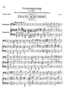 Partition complète, Original key, Greisengesang, D.778 (Op.60 No.1) par Franz Schubert