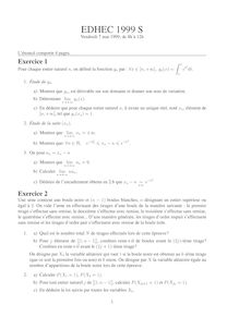 EDHEC 1999 mathematiques classe prepa hec (ecs)