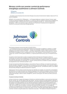 Monaco confie son premier contrat de performance énergétique autofinancé à Johnson Controls