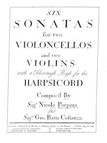 Partition violon 2 , partie, 6 sonates pour 2 violoncelles et 2 violons