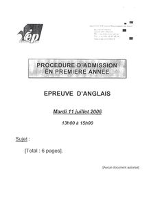 Anglais 2006 IEP Lille - Sciences Po Lille