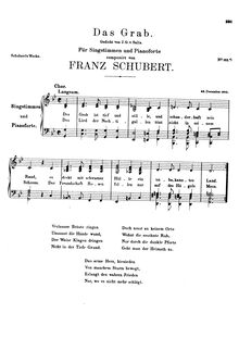 Partition complète, Das Grab, D.330, The Grave, Schubert, Franz
