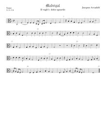 Partition ténor viole de gambe 2, alto clef, 12 madrigaux, Arcadelt, Jacob