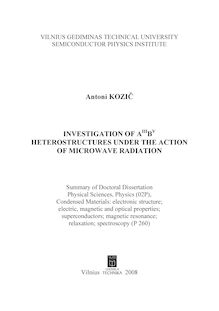 Investigation of AIIIBV heterostructures under the action of microwave radiation ; Įvairialyčių AIIIBV darinių tyrimas mikrobangose