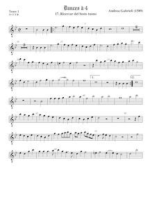 Partition ténor viole de gambe 1, octave aigu clef, Ricercar del sesto tuono