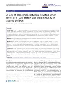 A lack of association between elevated serum levels of S100B protein and autoimmunity in autistic children