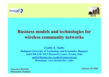 Business models and technologies for wireless community networks