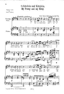 Partition , Schätzlein und Kätzlein (E major), Drei chansons, Meyer-Helmund, Erik