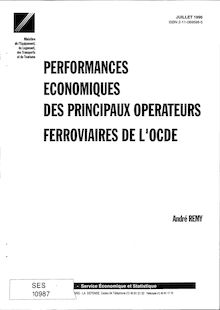 Performances économiques des principaux opérateurs ferroviaires de l OCDE.