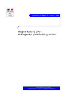 Rapport d'activité 2003 de l'Inspection générale de l'agriculture