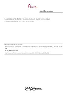 Les relations de la France du nord avec l Amérique - article ; n°123 ; vol.22, pg 227-244