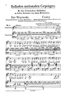 Partition , Die Lauer (Der Woywode) (scan), Drei Balladen (aus dem Polnischen des Adam Mizkiewitsch).