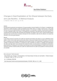 Changes in Goat Exploitation at  Ain Ghazal between the Early and Late Neolithic : A Metrical Analysis - article ; n°1 ; vol.15, pg 141-146