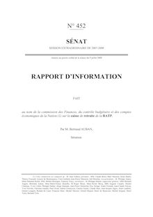 Rapport d information fait au nom de la Commission des finances (...) sur la caisse de retraite de la RATP
