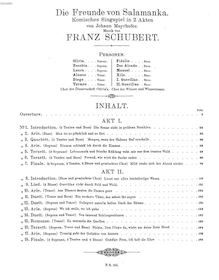 Partition Act I, Die Freunde von Salamanka, D.326, Schubert, Franz