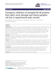Transgenic inhibition of astroglial NF-κB protects from optic nerve damage and retinal ganglion cell loss in experimental optic neuritis