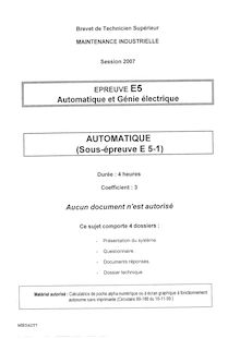 Automatique 2007 BTS Maintenance industrielle