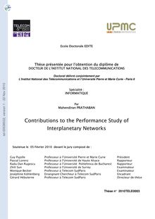 Contributions aux études de performances de réseaux interplanétaires, Contributions to the performance study of interplanetary networks