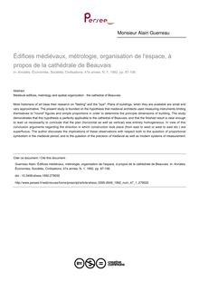 Édifices médiévaux, métrologie, organisation de l espace, à propos de la cathédrale de Beauvais - article ; n°1 ; vol.47, pg 87-106