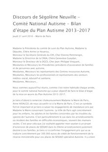 Plan autisme : discours de Ségolège Neuville - Comité National Autisme  