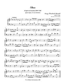 Partition Duo, Sonatina, HWV 583, Keyboard: organ or harpsichord