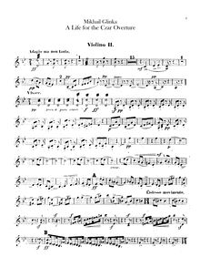 Partition violons II, A Life pour pour Tsar, Ivan Susanin, Glinka, Mikhail