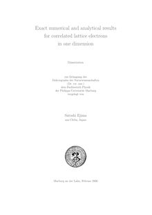 Exact numerical and analytical results for correlated lattice electrons in one dimension [Elektronische Ressource] / vorgelegt von Satoshi Ejima