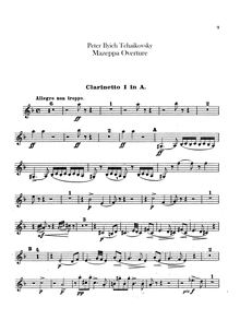 Partition clarinette 1, 2 (A), Mazeppa, Мазепа, Tchaikovsky, Pyotr