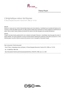 L énigmatique retour de Keynes - article ; n°4 ; vol.4, pg 113-122