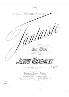 Partition parties complètes, Fantasia pour 2 Pianos, Op.42, Wieniawski, Józef