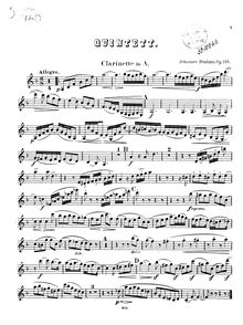 Partition clarinette Solo, clarinette quintette, Viola Quintet, B minor