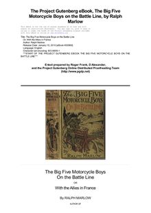 The Big Five Motorcycle Boys on the Battle Line - Or, With the Allies in France