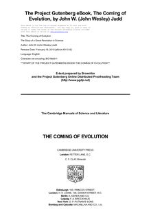 The Coming of Evolution - The Story of a Great Revolution in Science
