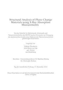 Structural analysis of phase-change materials using x-ray absorption measurements [Elektronische Ressource] / Julia Maria van Eijk