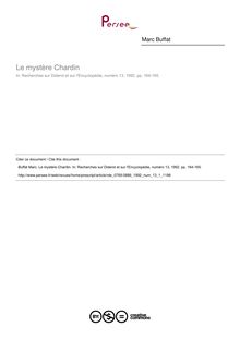 Le mystère Chardin  ; n°1 ; vol.13, pg 164-165